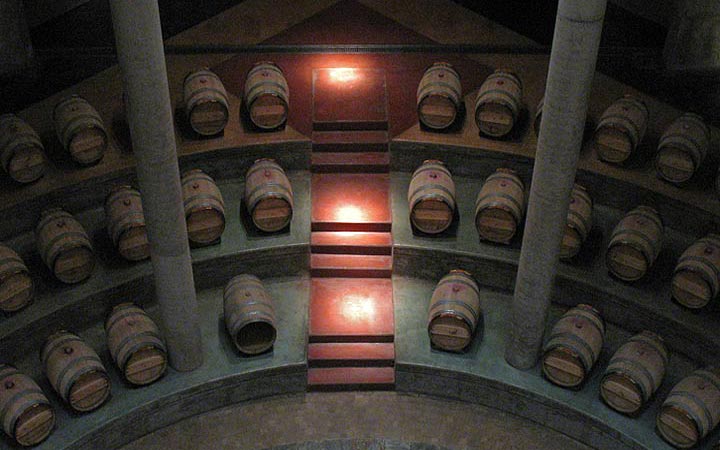 Uco Valley winery barrel room
